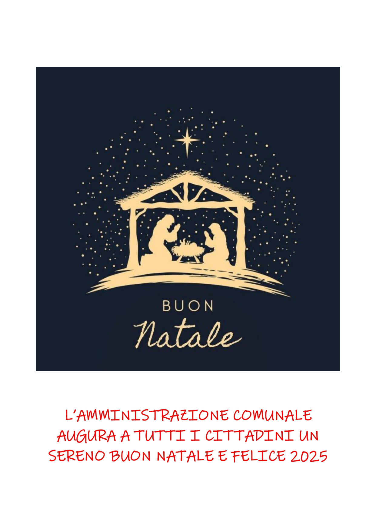 AUGURI DI BUONE FESTE alla cittadinanza